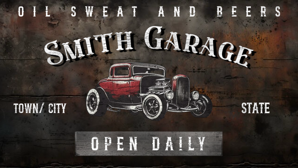 Hot Rod Garage Sign Full Personalization Canvas Print