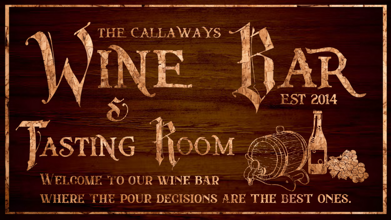 Personalized Wine Bar Canvas Dark Brown