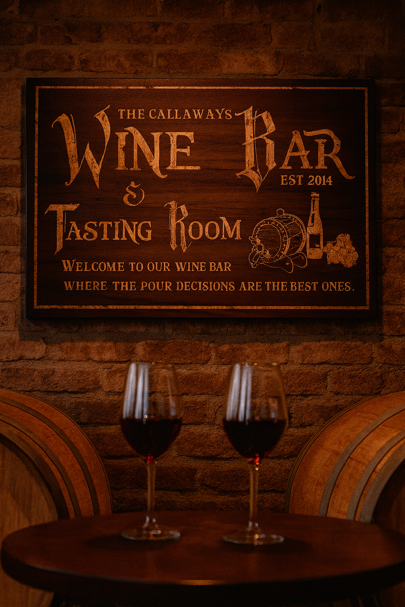Personalized Wine Bar Canvas Dark Brown