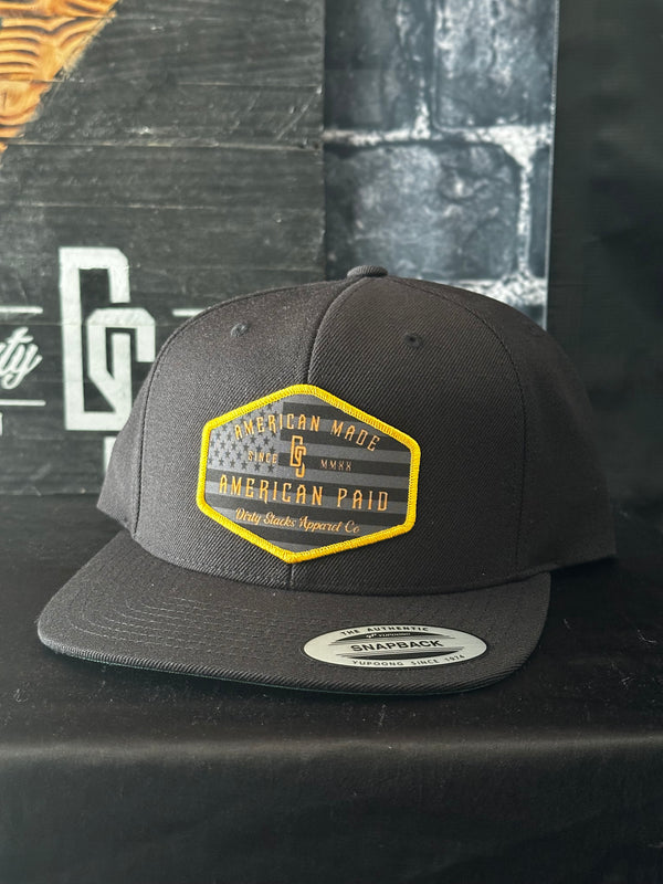 DS American Made American Paid Gold/Black Freedom SnapBack Hat.