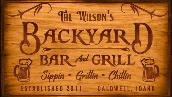 Personalized Backyard Bar & Grill Canvas