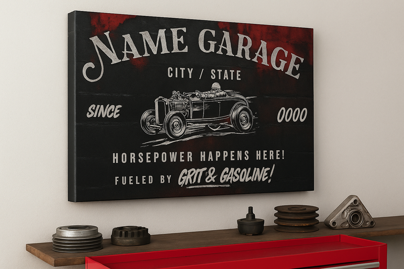 Roadster Personalized Garage Canvas Print