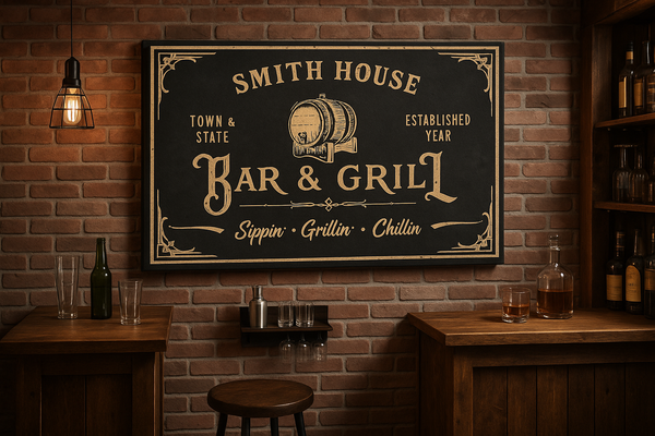 Bar & Grill Personalized Canvas Print