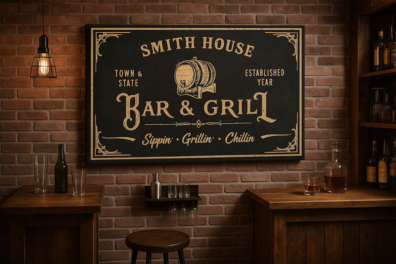 Bar & Grill Personalized Canvas Print