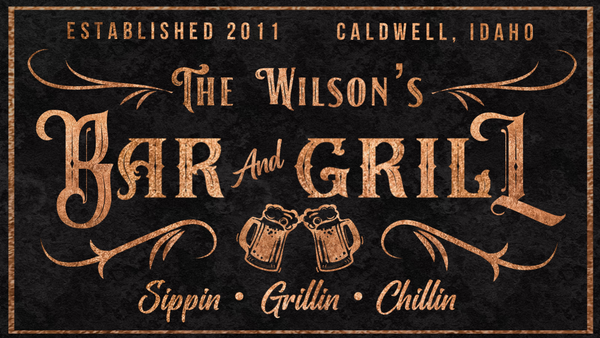 Personalized Bar & Grill Canvas