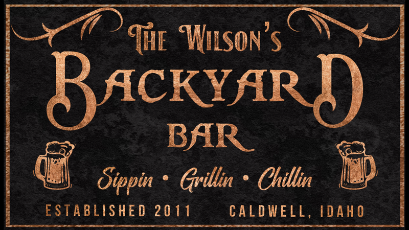 Personalized Backyard Bar Canvas
