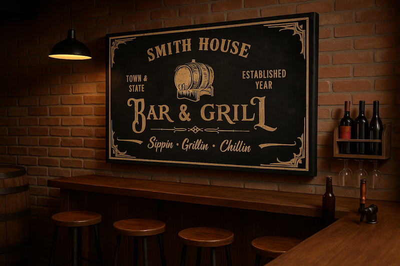 Bar & Grill Personalized Canvas Print