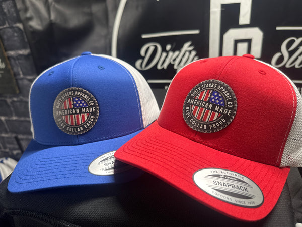 American Made Trucker Snapback Hats Red/Blue