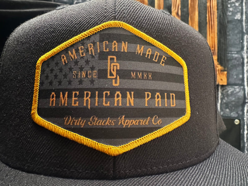 DS American Made American Paid Gold/Black Freedom SnapBack Hat.
