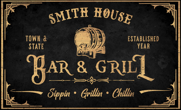 Bar & Grill Personalized Canvas Print