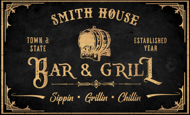 Bar & Grill Personalized Canvas Print
