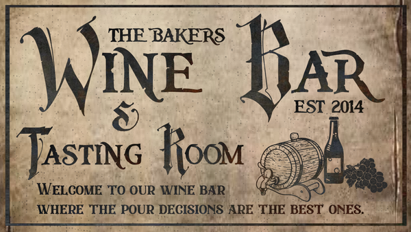 Personalized Wine Bar Canvas Stone