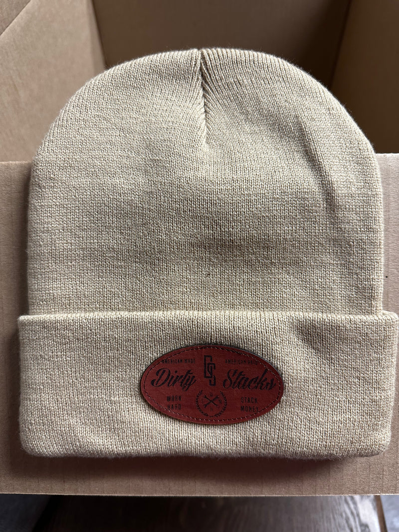 Oval Patch Tan Beanie