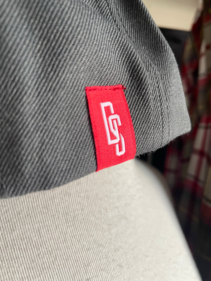 Dirty Stacks “Anvil” Red/White on grey SnapBack
